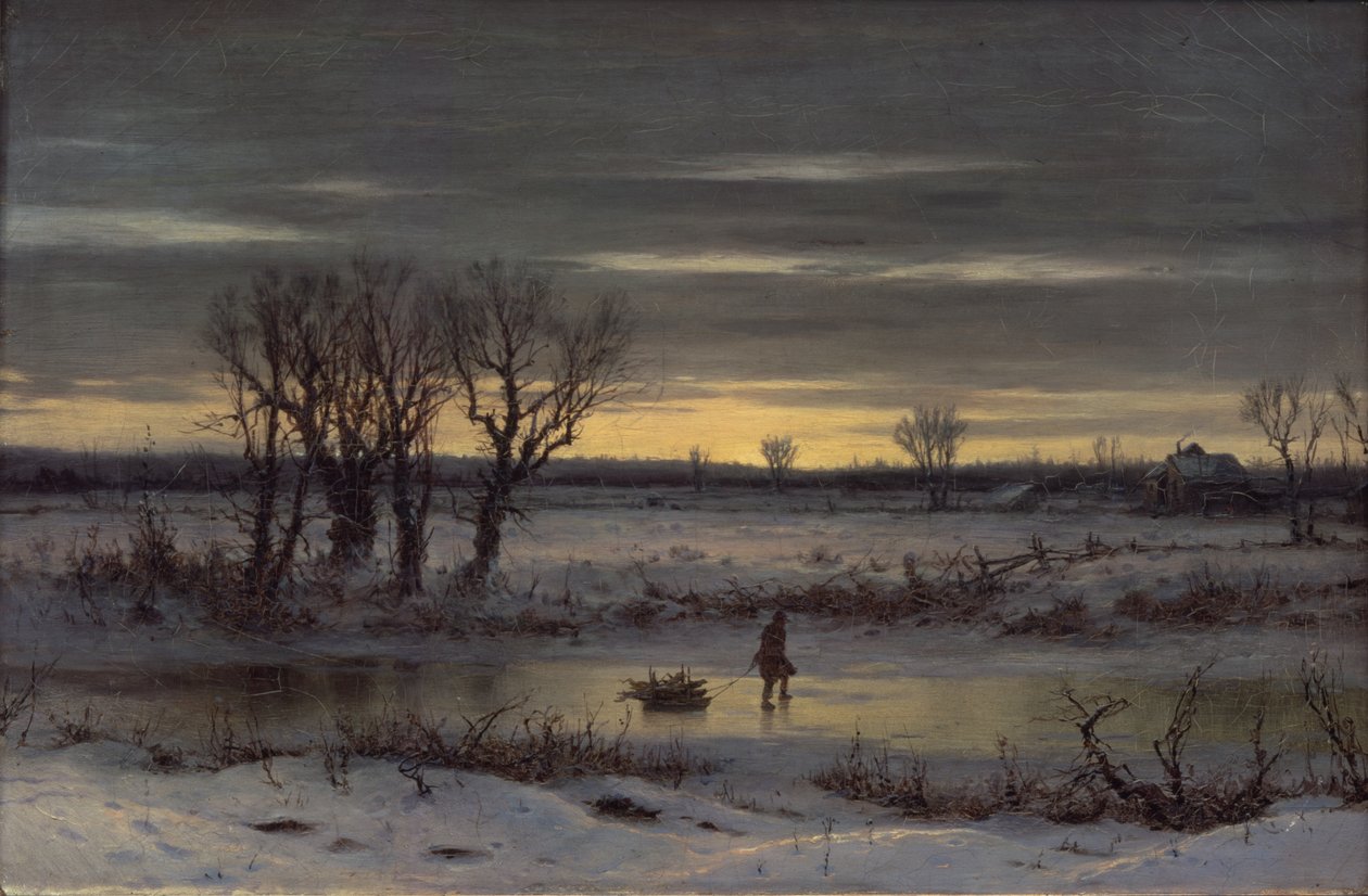 Crepúsculo de inverno perto de Albany, 1858 (óleo em linho) de George Henry Boughton