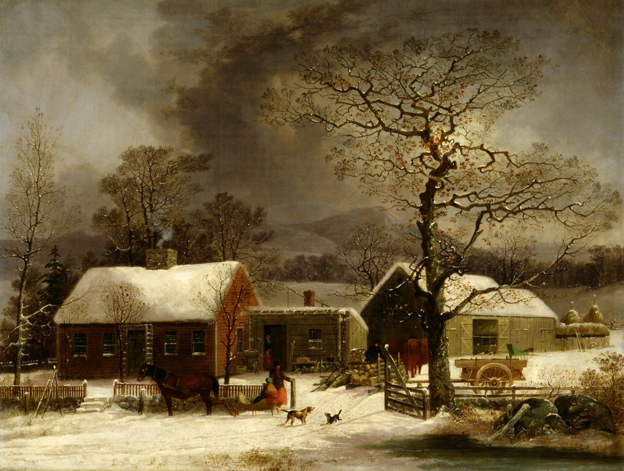 Cena de inverno em New Haven, Connecticut, ca. 1858. de George Henry Durrie