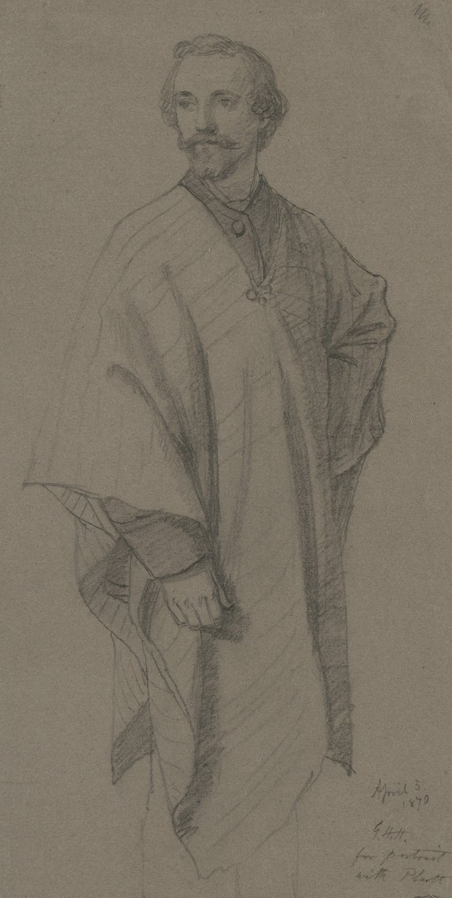 Auto-Retrato, 1870 (grafite em papel de parede marrom) de George Henry Hall