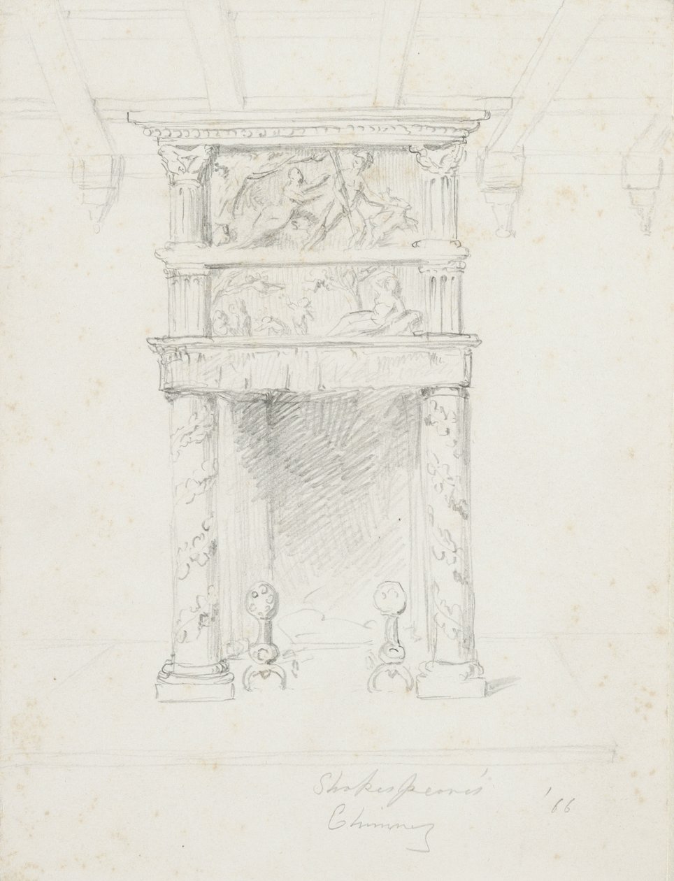 Shakespeares Chimney, 1866 (grafite em papel de creme) de George Henry Hall