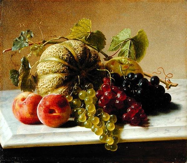 Natureza Morta com Melões e Uvas de George Hetzel