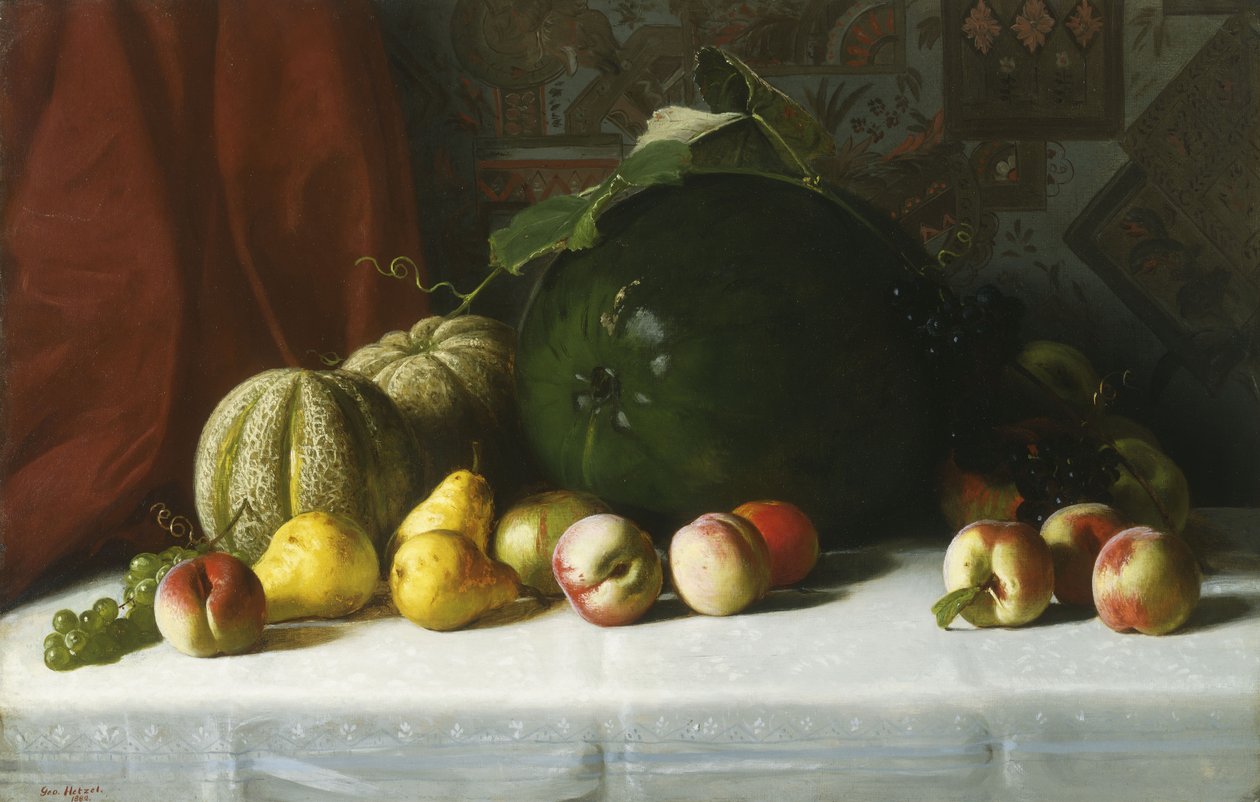 Ainda vida de mesa de frutas, 1882 de George Hetzel