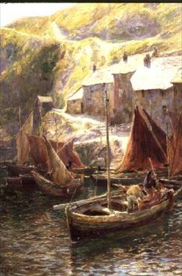 Barcos de Pesca, Polperro, Cornualha de George Hillyard Swinstead