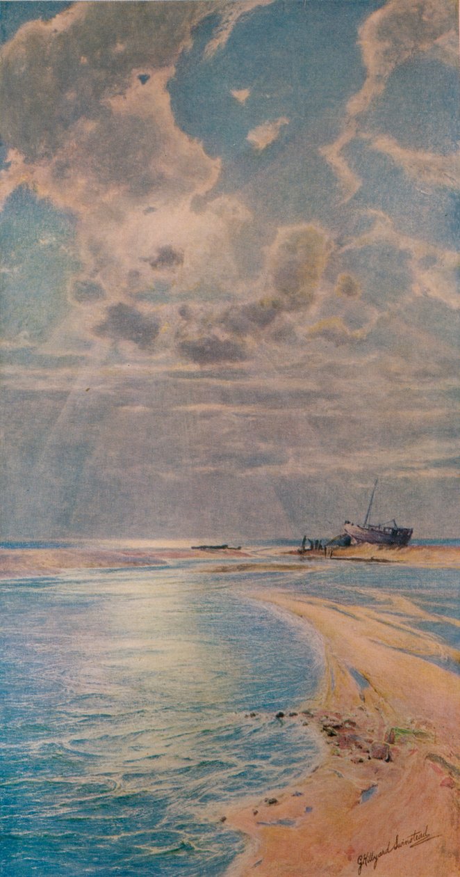 Luz prateada em uma barra dourada, Ambleteuse, c1901 de George Hillyard Swinstead