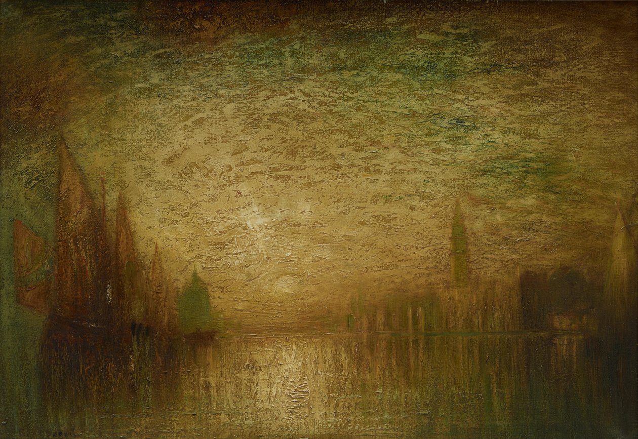 Venetian Sunset, c.1900-19 (óleo sobre tela) de George Hirst Bogert