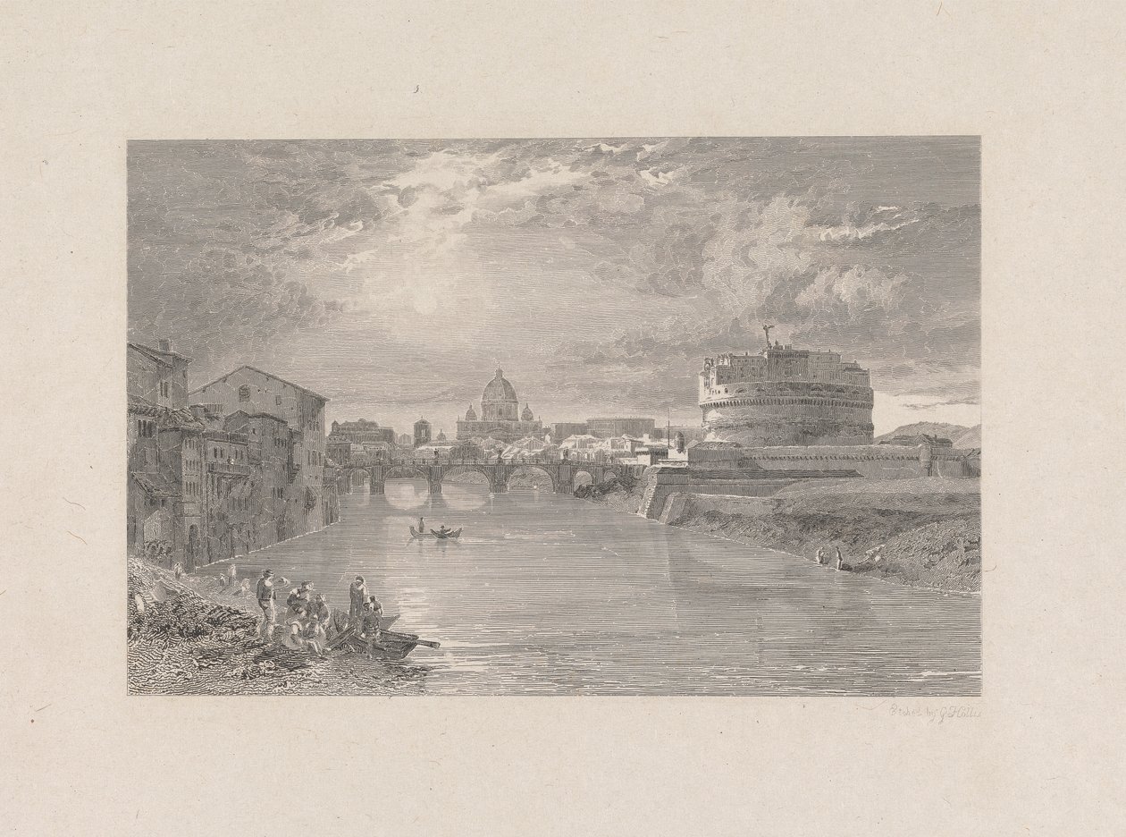 Roma; Ponte e Castelo de St. Angelo no Tyber de George Hollis
