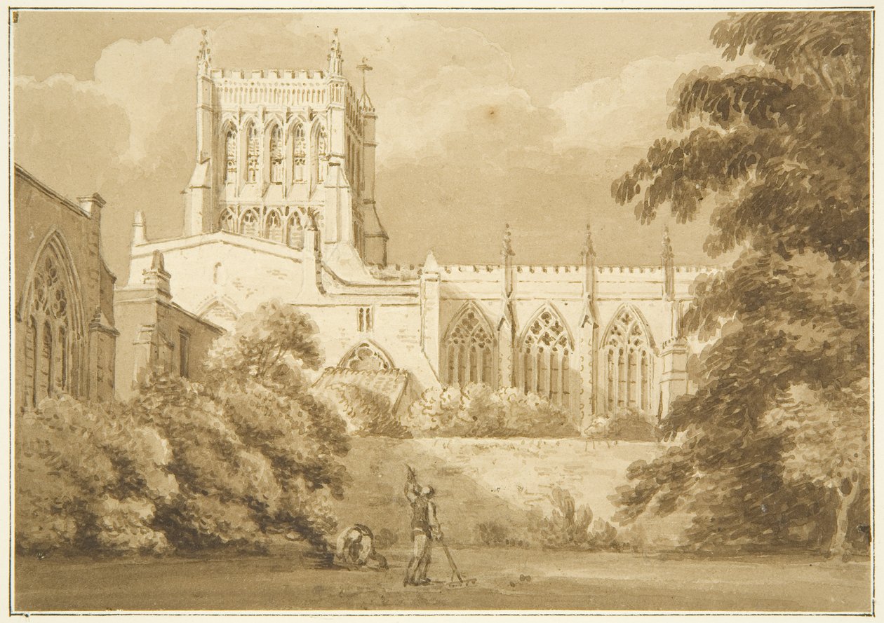 Vista Sul da Catedral de Bristol (lápis e aguarela sobre papel) de George Holmes