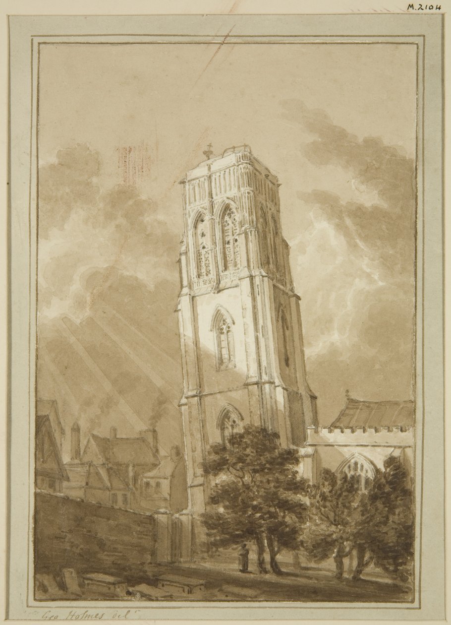 Igreja do Templo (lápis e aguarela sobre papel) de George Holmes