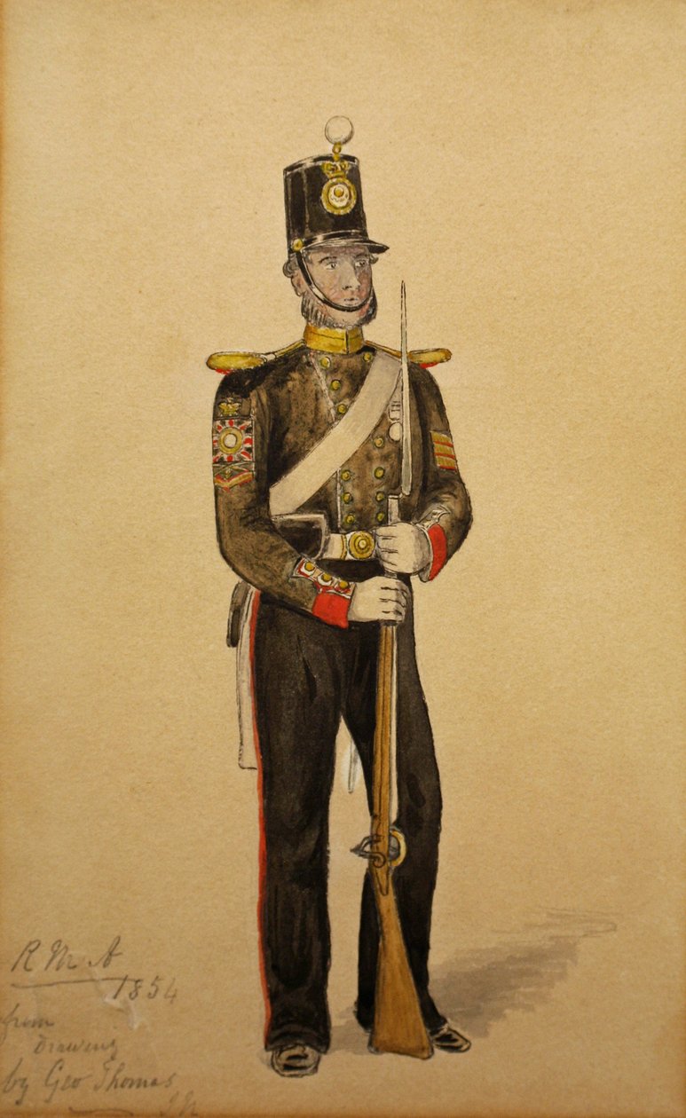 Sargento de Cor da Artilharia Marinha Real, 1854 (wc no papel) de George Housman Thomas