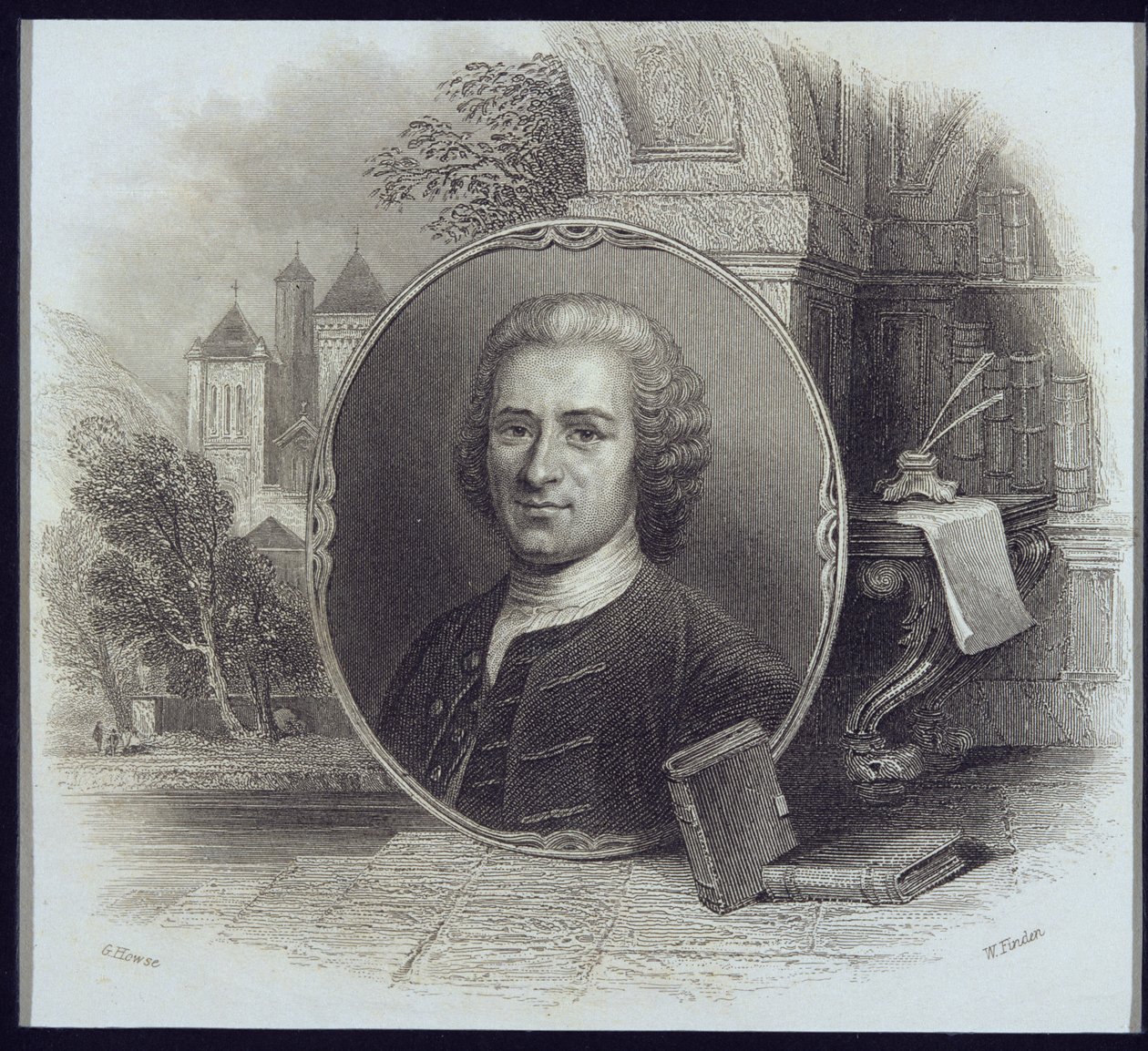 Retrato de Jean Jacques Rousseau (1712-1778), gravado por William Find (1787-1852) de George Howse