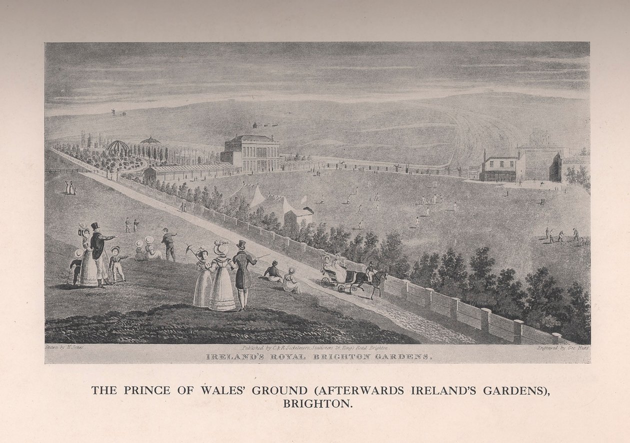 O Prince of Wales Ground depois de Irelands Gardens, Brighton, Sussex, século XIX 1912 de George Hunt