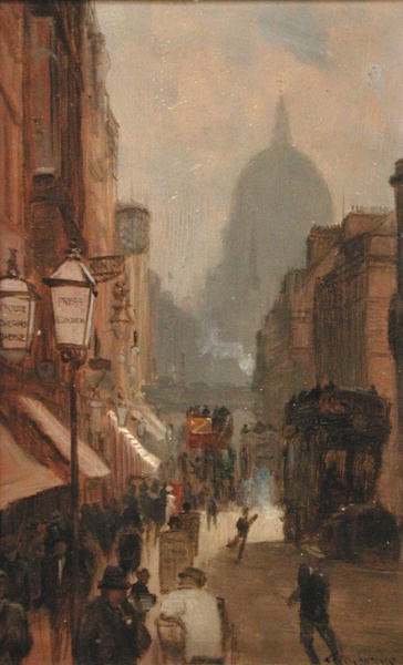 Fleet Street (óleo sobre painel) de George Hyde Pownall