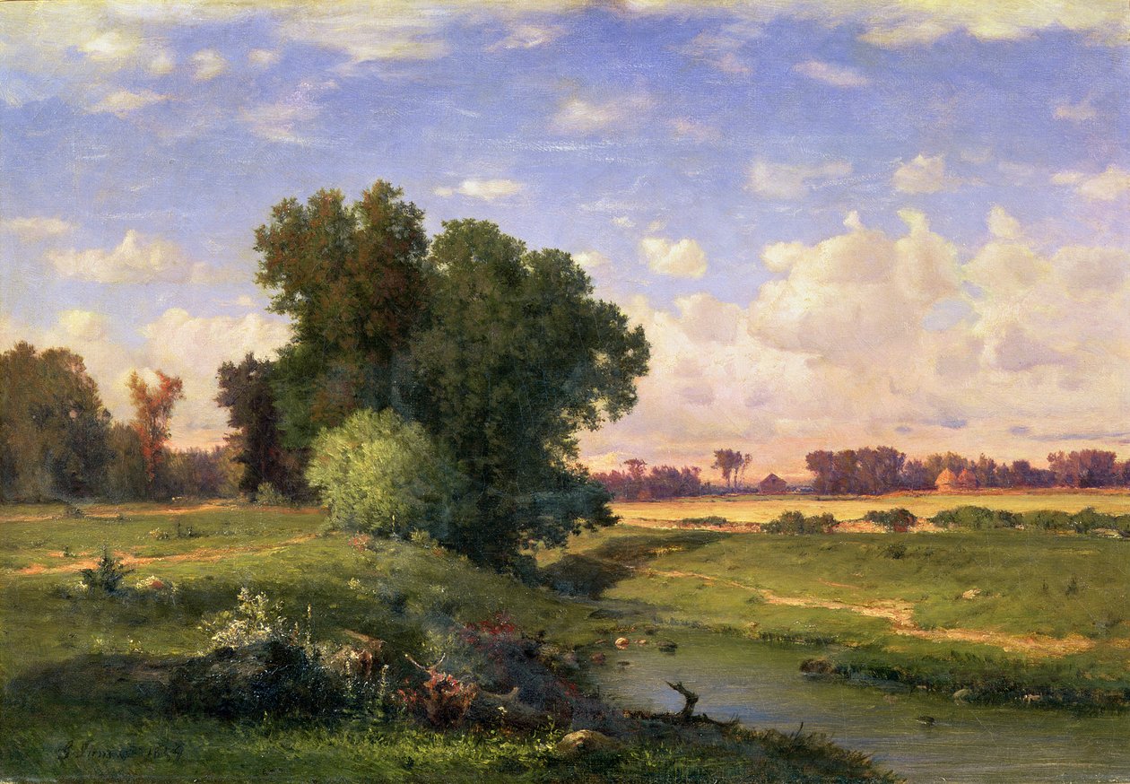 Hackensack Meadows, pôr do sol, 1859 de George Inness