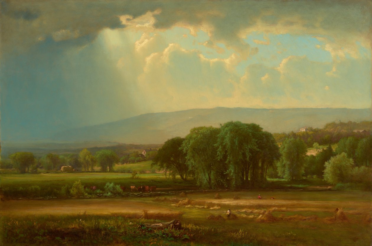 Cena da colheita no Vale do Delaware de George Inness