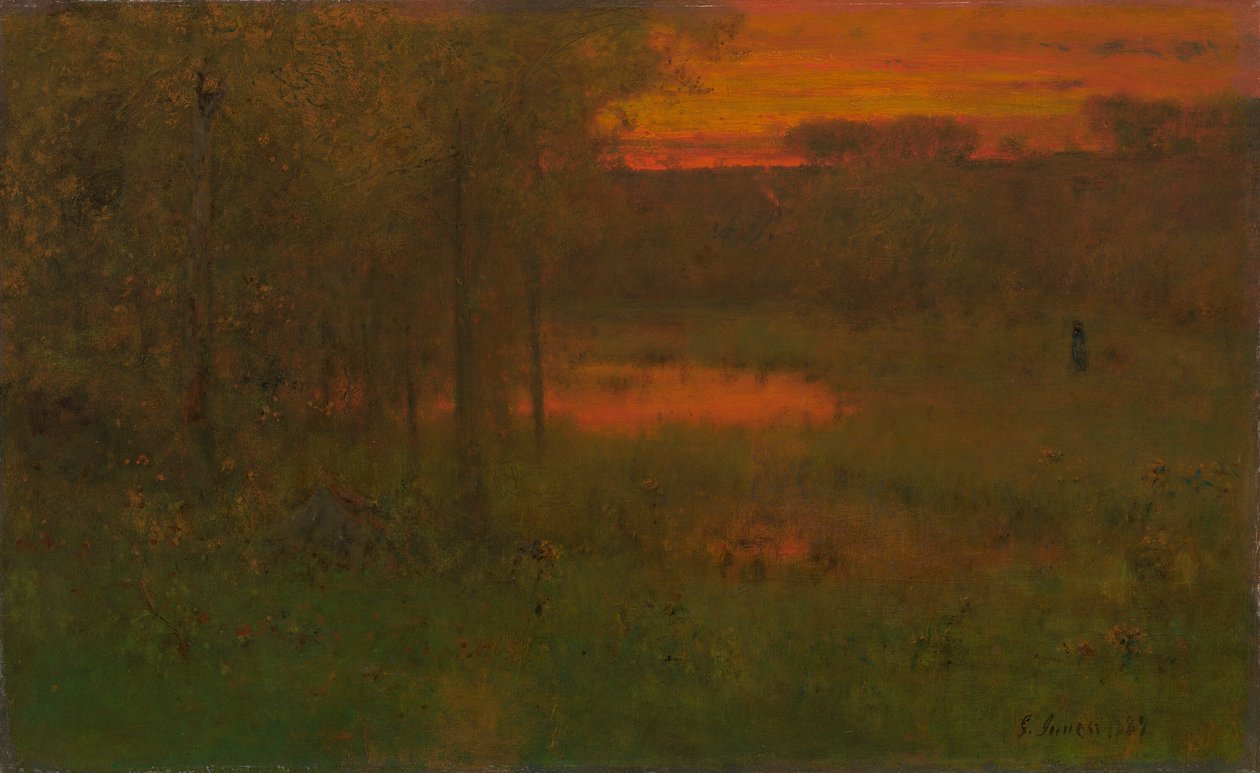 paisagem, pôr do sol de George Inness