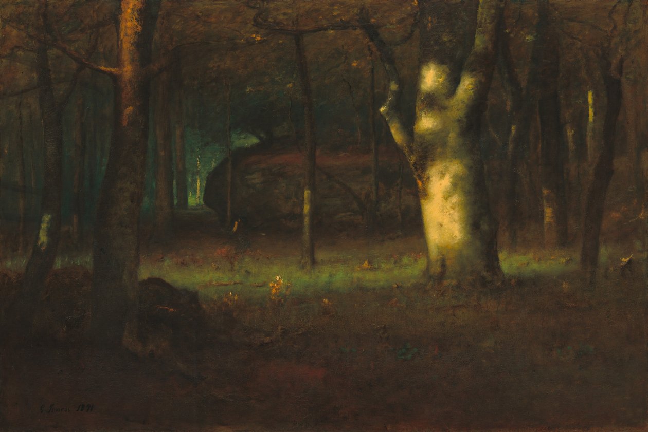 Pôr do sol na floresta de George Inness