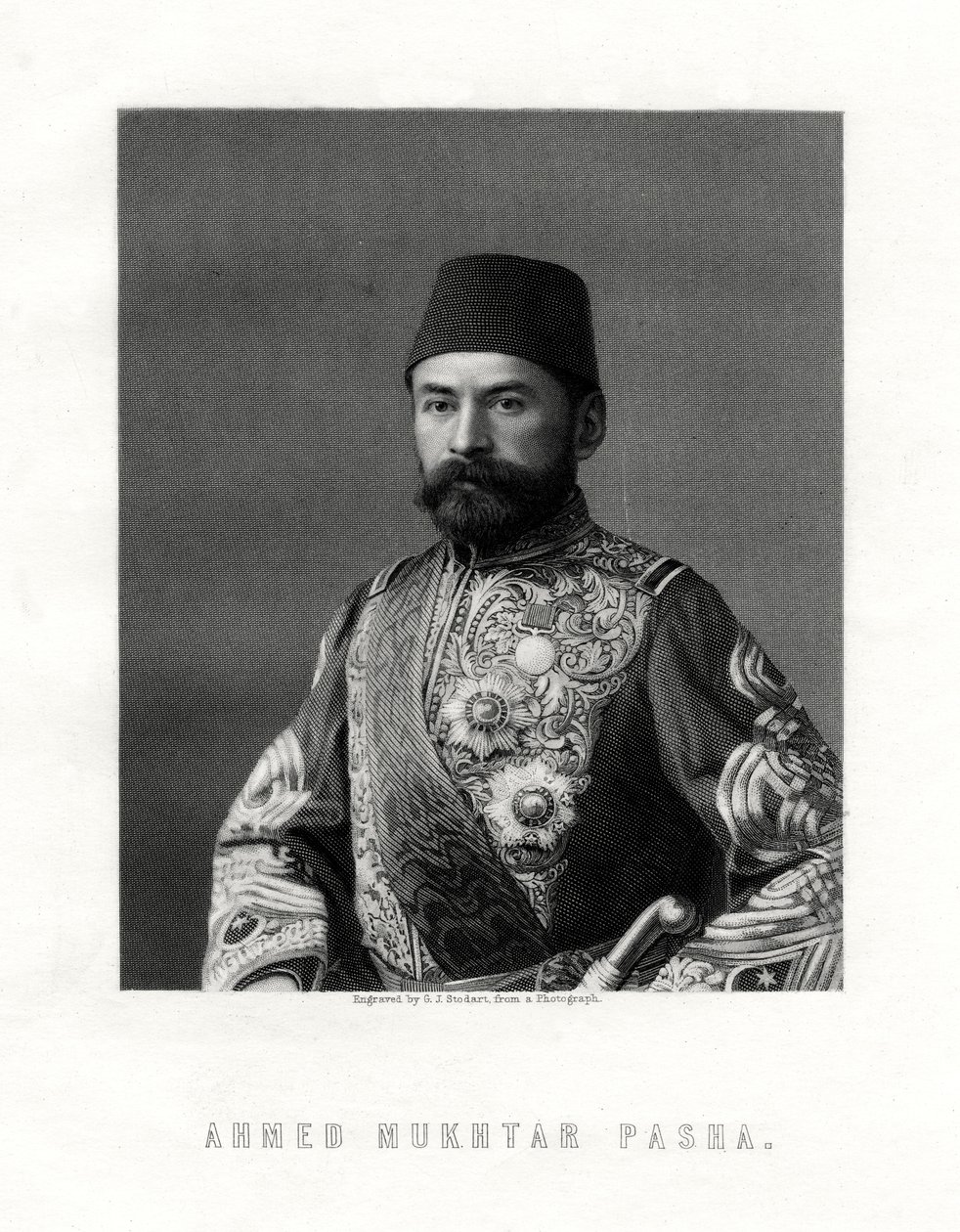 Ahmed Mukhtar Pasha, oficial do exército francês e do Império Otomano, século XIX. de George J. Stodart