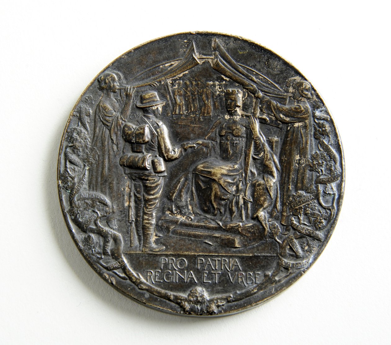 Medalha para comemorar o regresso dos Voluntários da Cidade Imperial da Guerra da Boer de George James Frampton