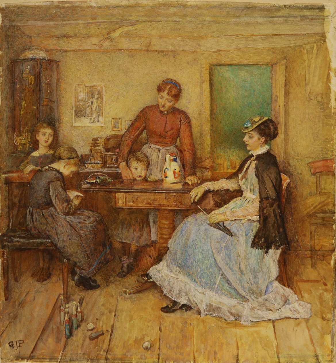 Dia de visita, data desconhecida (aguarela sobre papel) de George John Pinwell