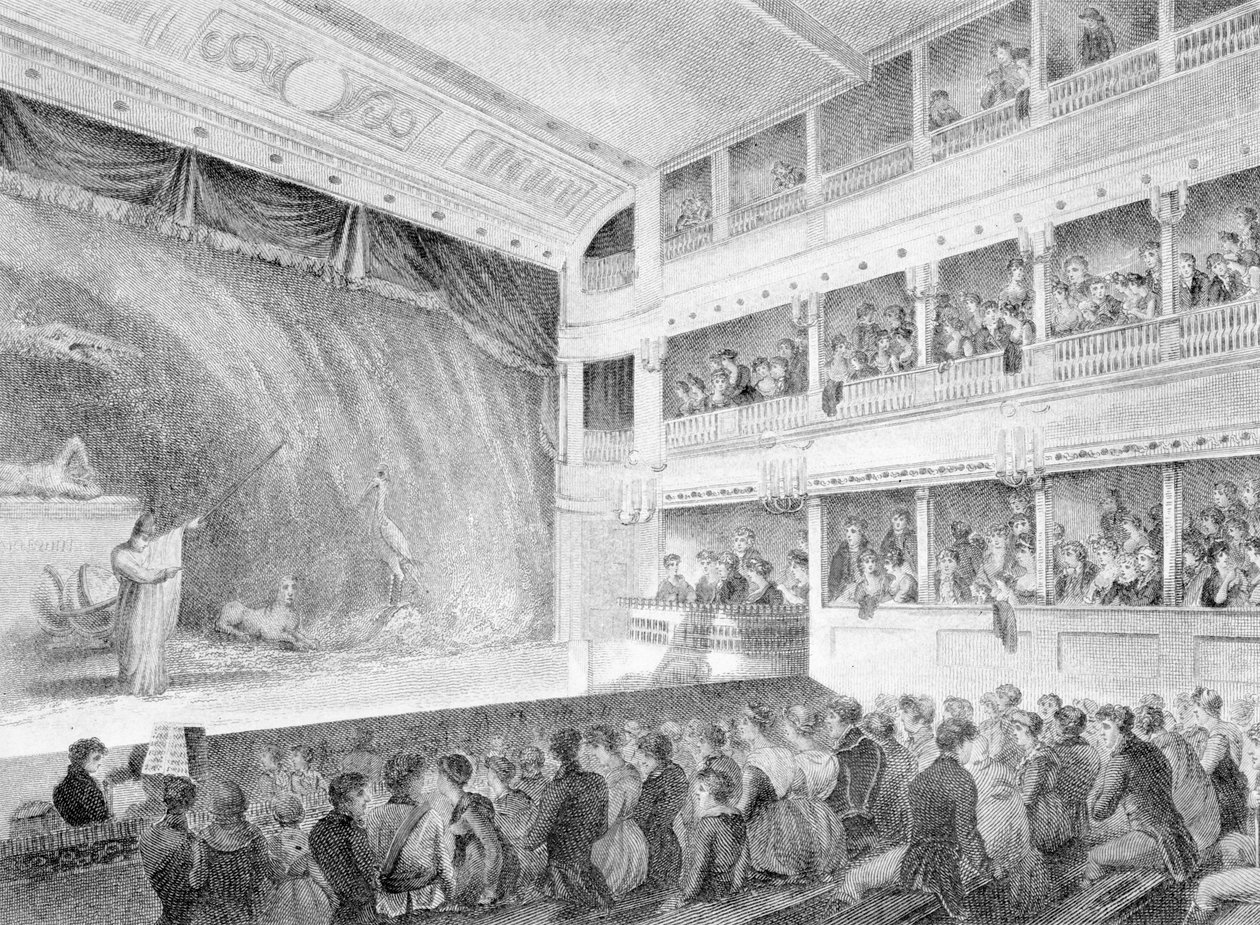 Interior do pequeno teatro, Haymarket em Londres, 1815 de George Jones