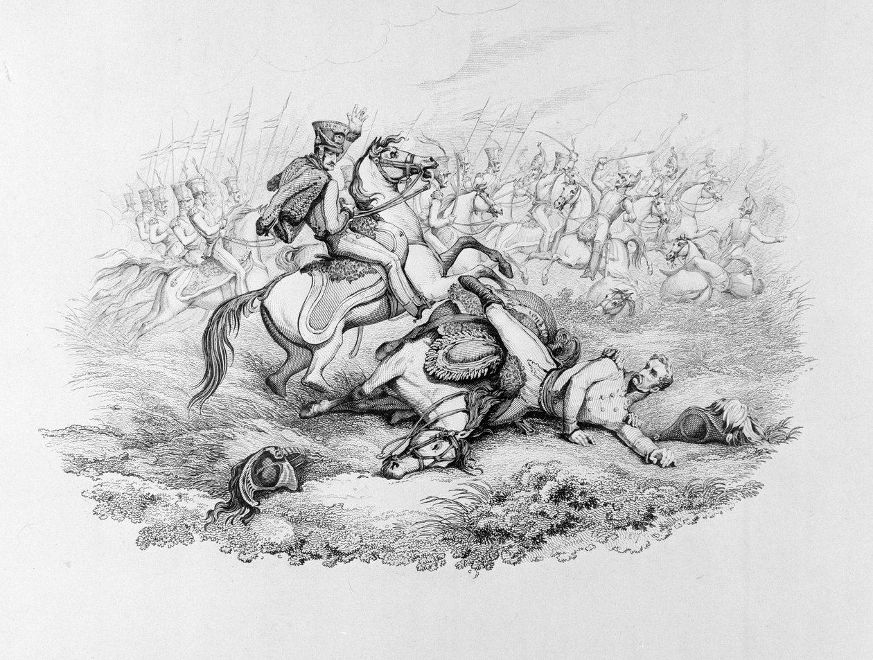  A memorável batalha de Waterloo - a situação perigosa do marechal Blücher na batalha de Ligny, 1815 de George Jones