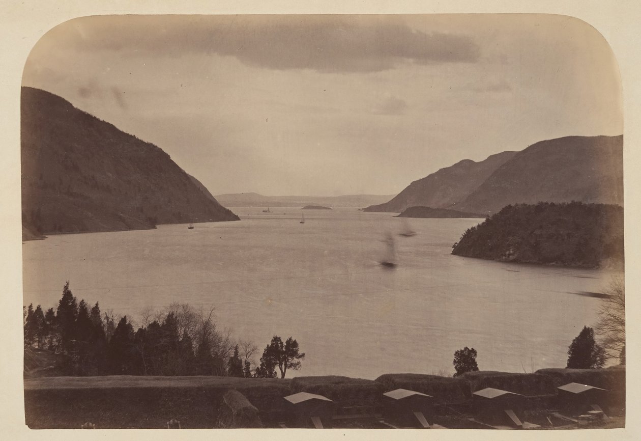Rio Hudson visto da Academia Militar dos Estados Unidos em West Point, Nova York, 1867. de George K Warren