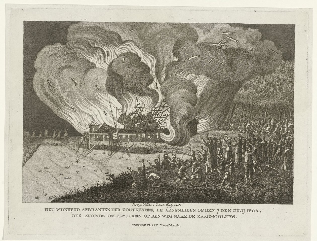 Incêndio na cadeia de sal em Arnemuiden, 7 de julho de 1802 de George Kockers