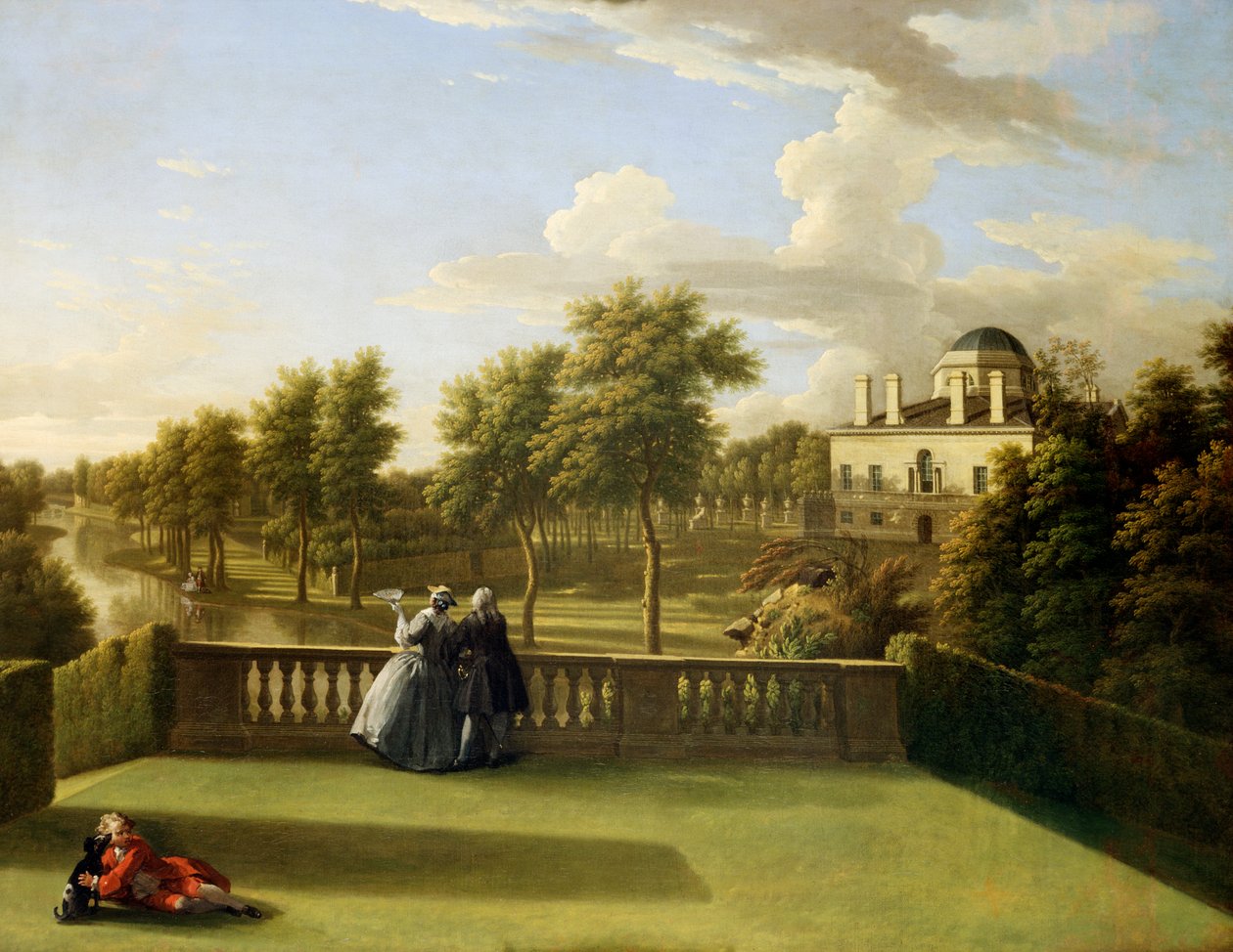 Vista da Cascade Terrace, Chiswick (óleo sobre tela) de George Lambert