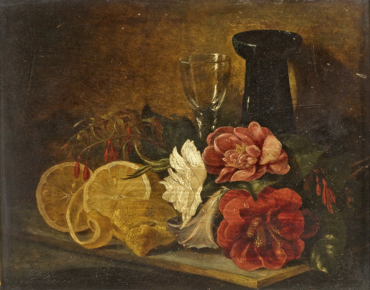 Ainda vida com frutas e flores, 1855 de George Lance
