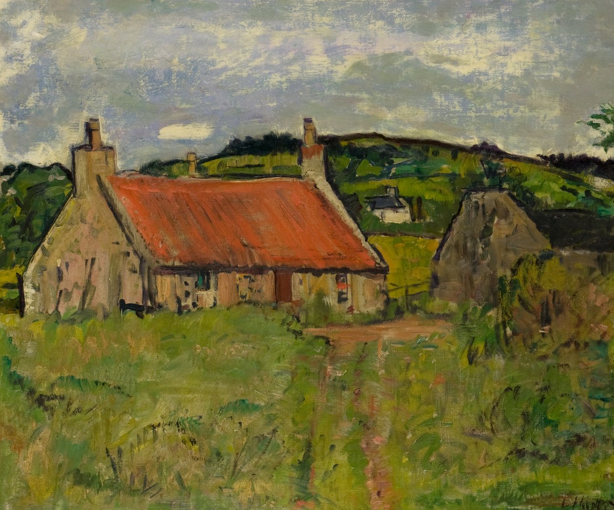 A Cottage in Fife, c.1920 (óleo sobre tela) de George Leslie Hunter
