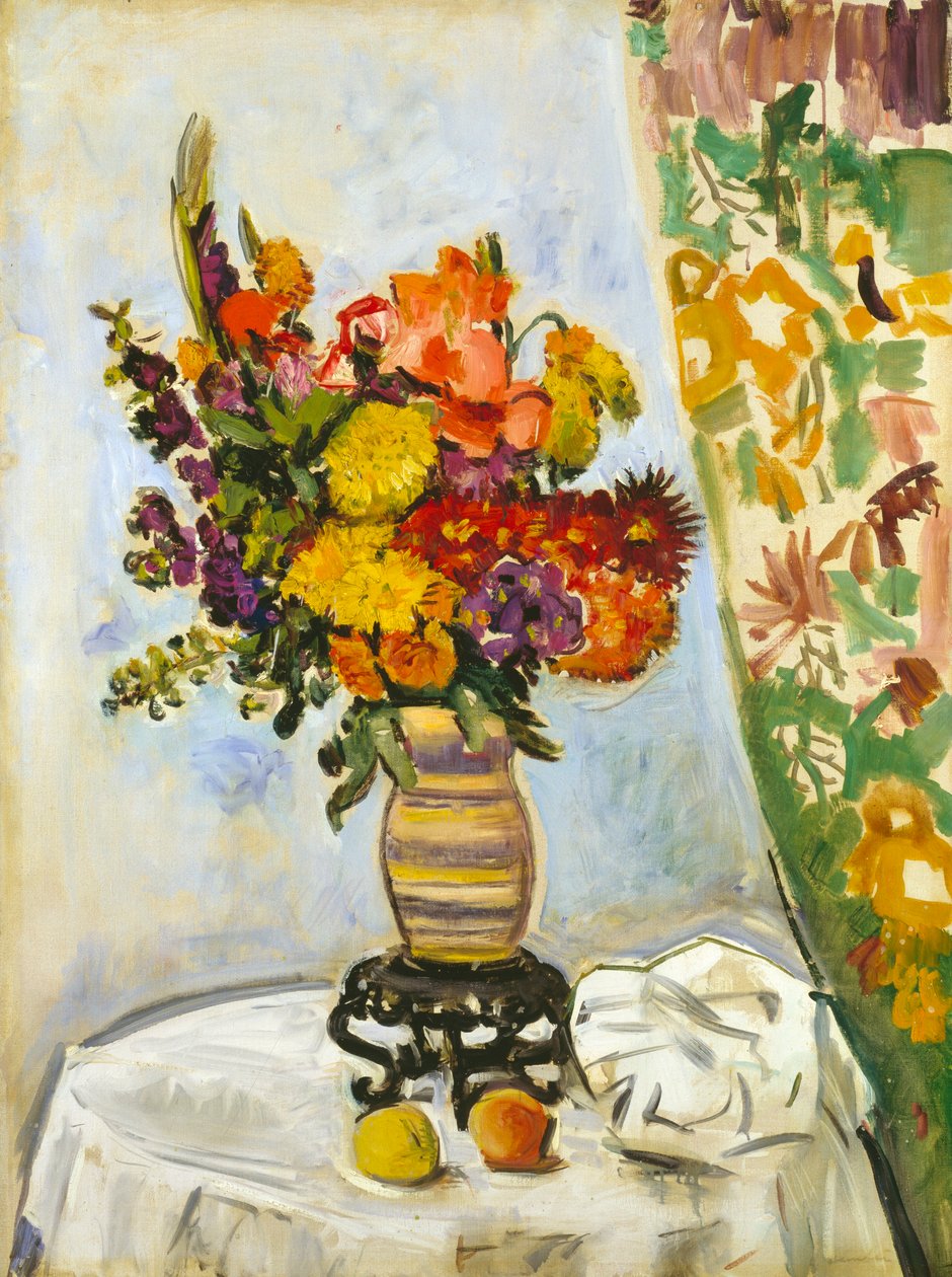 Flores num vaso chinês (óleo sobre tela) de George Leslie Hunter