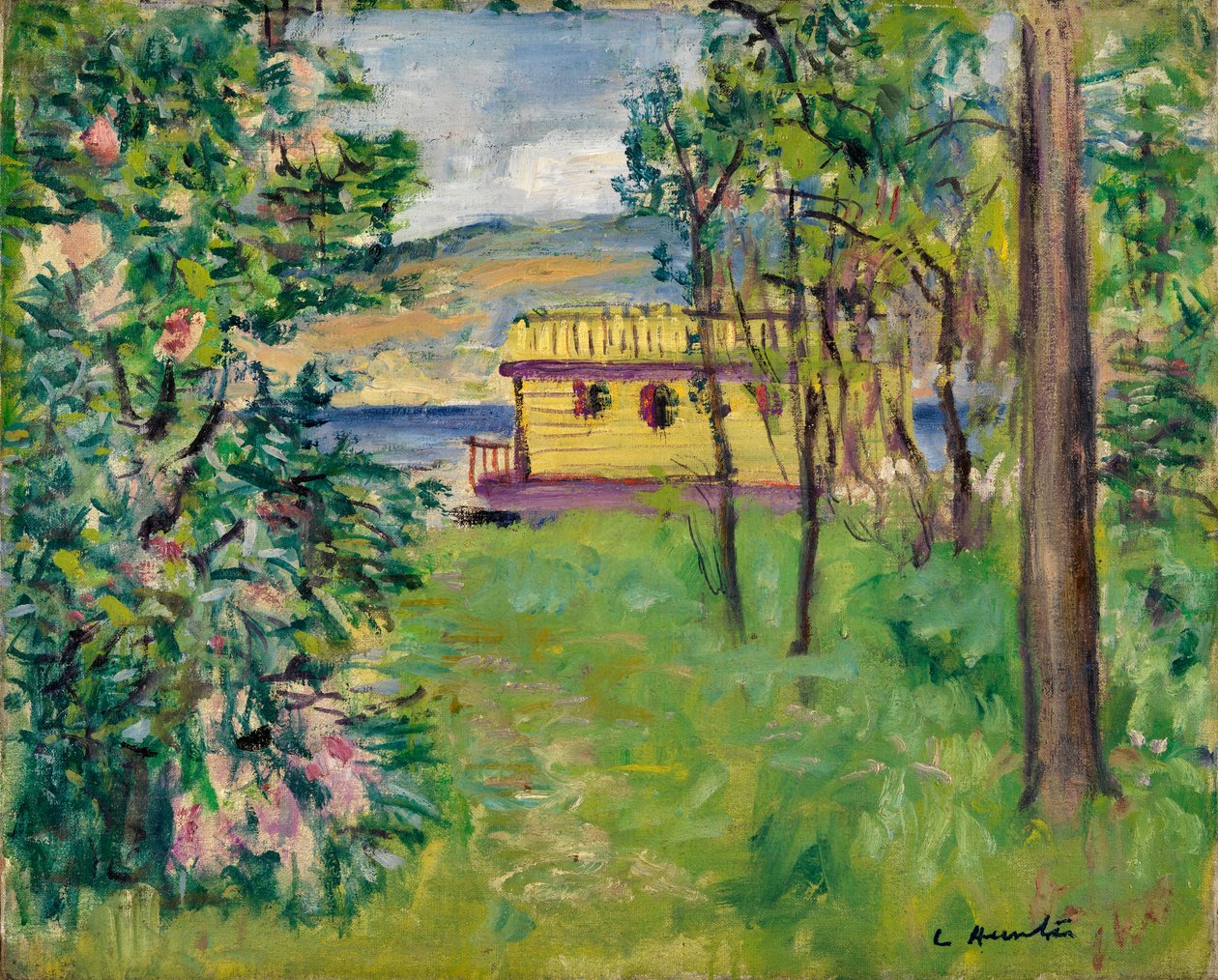 Barco-casa, Loch Lomond, c.1924-31 (óleo sobre tela) de George Leslie Hunter