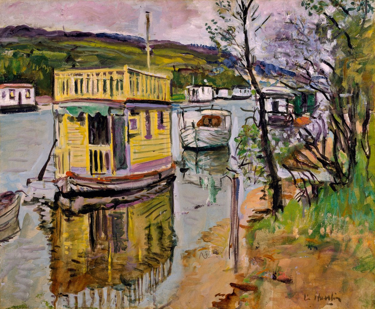 Barcos-casa, Loch Lomond (óleo sobre tela) de George Leslie Hunter