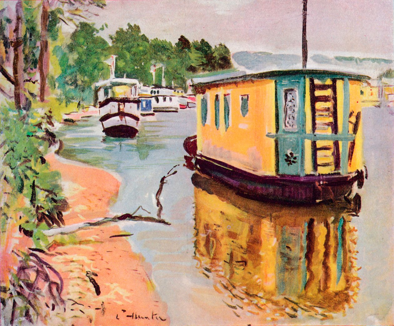 Casas flutuantes, Loch Lomond, c1924 de George Leslie Hunter