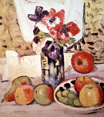 Natureza Morta de Anémonas e Maçãs (óleo sobre tela) de George Leslie Hunter