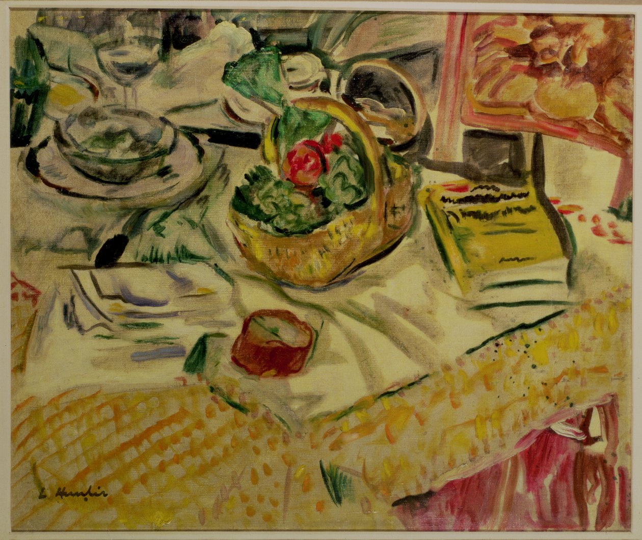 Ainda vida com uma cesta de legumes de George Leslie Hunter