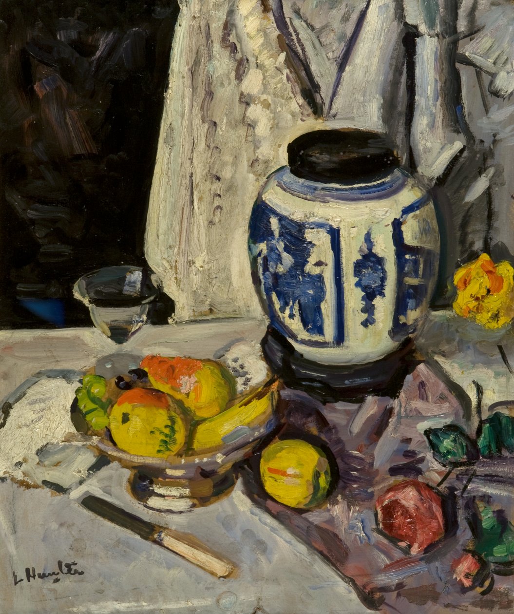 The Big Ginger Jar, c.1920s (óleo a bordo) de George Leslie Hunter