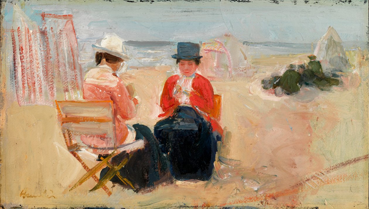O Casaco Vermelho, c.1910-14 (óleo sobre cartão) de George Leslie Hunter