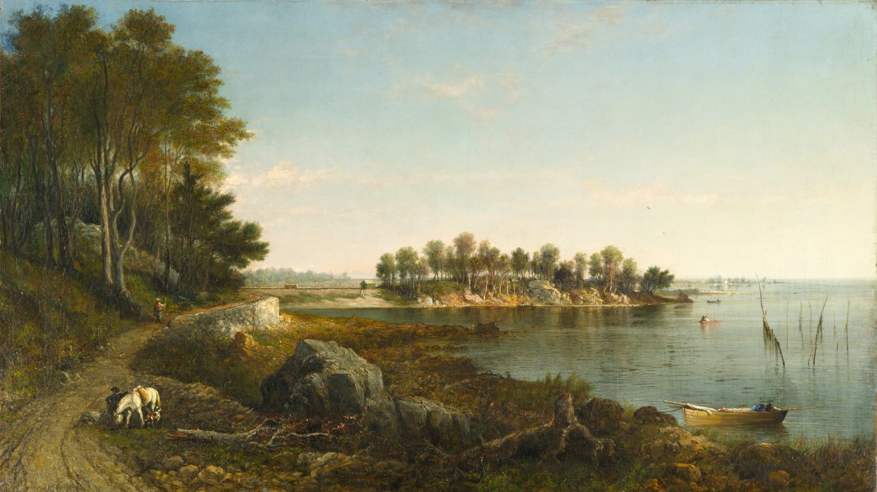 Manhã, Vista na Ilha de Smith, Baía de Norwalk, Connecticut de George Loring Brown