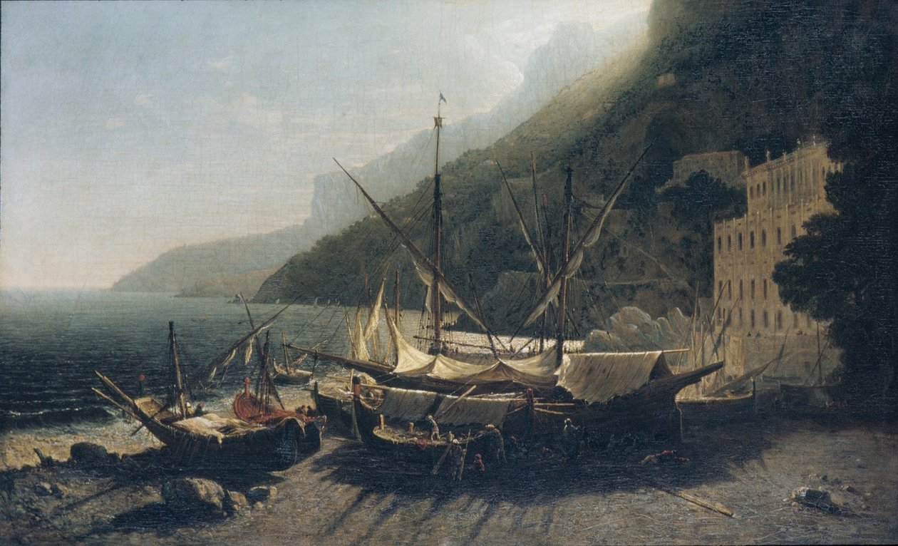 Vista de Amalfi, Baía de Salerno de George Loring Brown