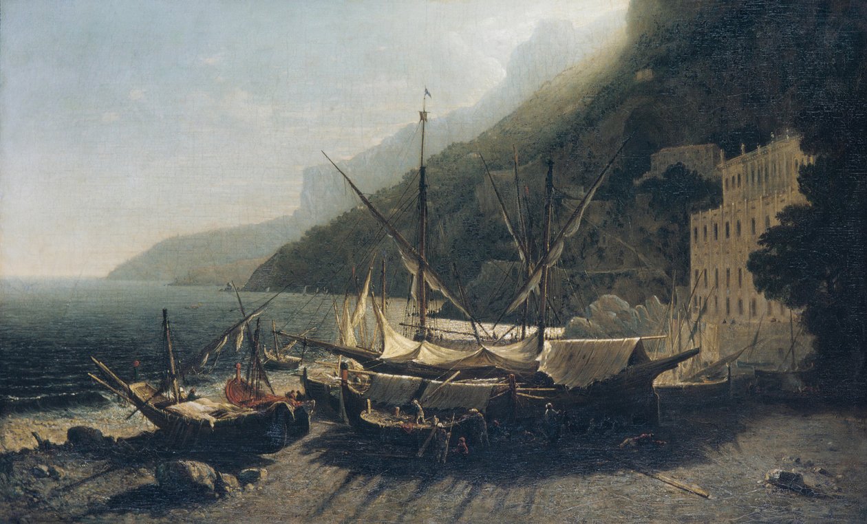 Vista em Amalfi, Baía de Salerno, 1857. de George Loring Brown
