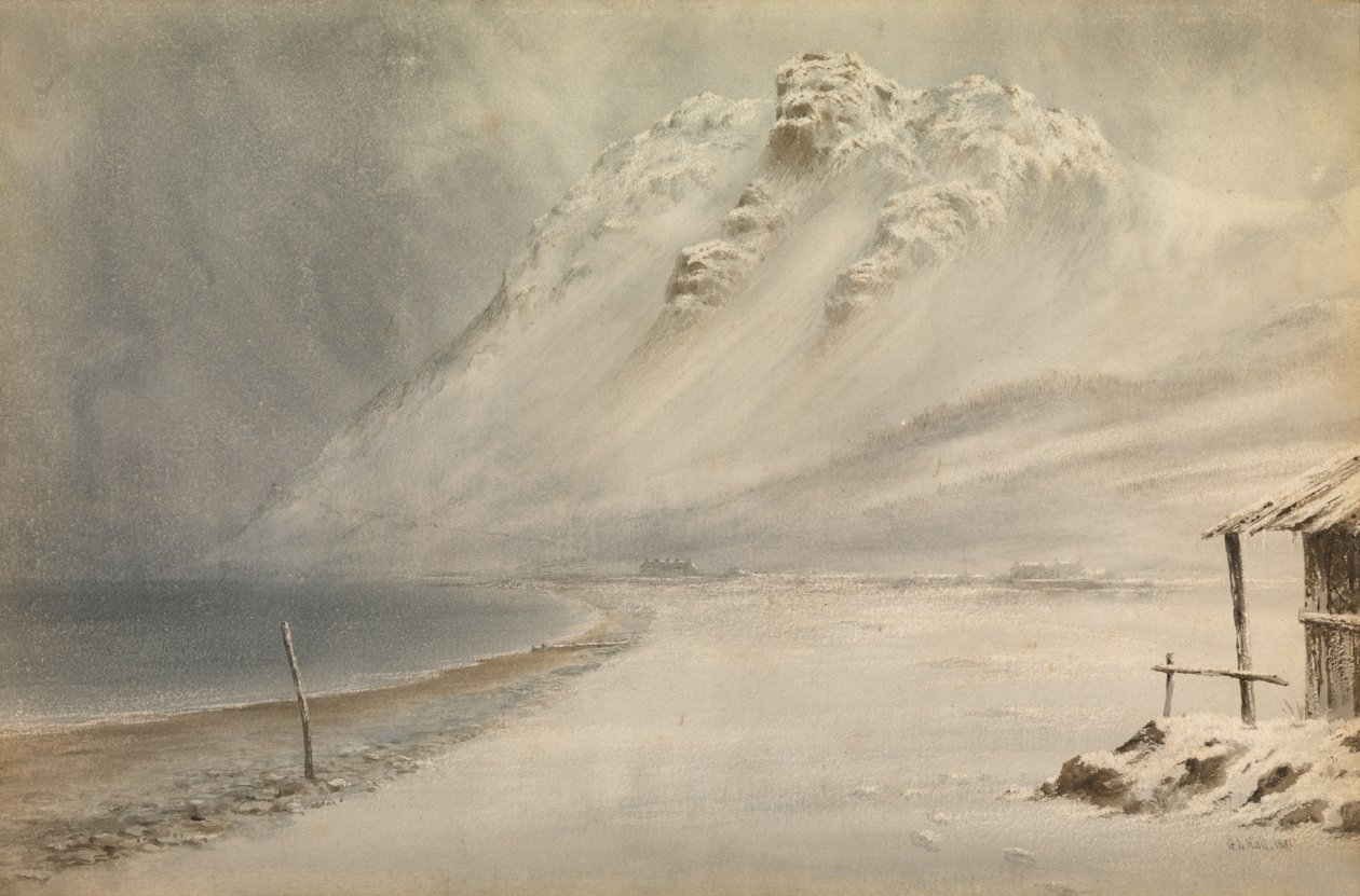 Tempestade de neve em Penmaenmawr, Norte do País de Gales de George Lothian Hall