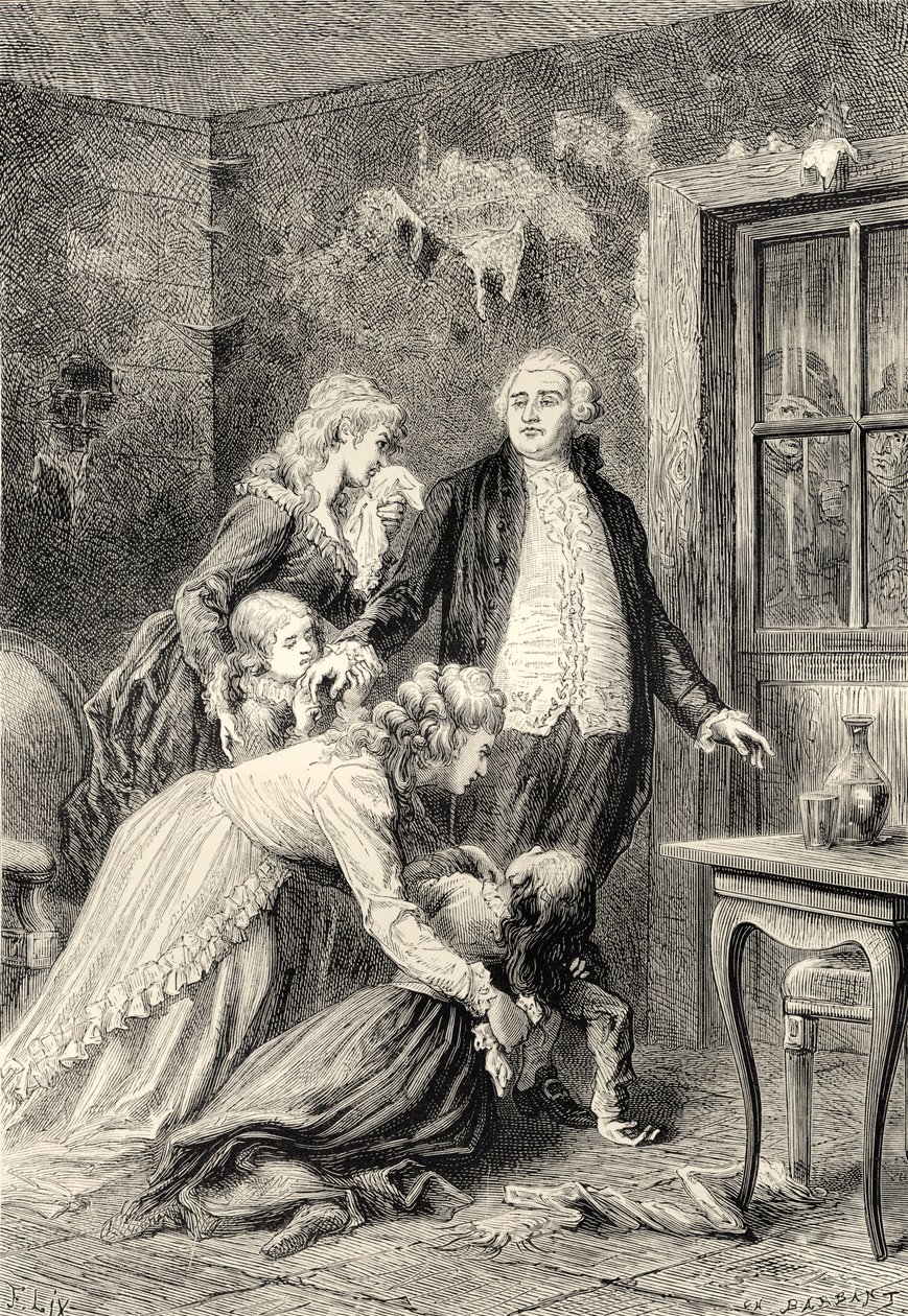 O Adeus do Rei à sua família em Janeiro de 1793 (gravura) de Bartolome Esteban and studio Murillo