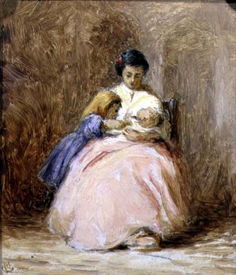 The New Baby, c.1870 (óleo sobre tela) de George Manson