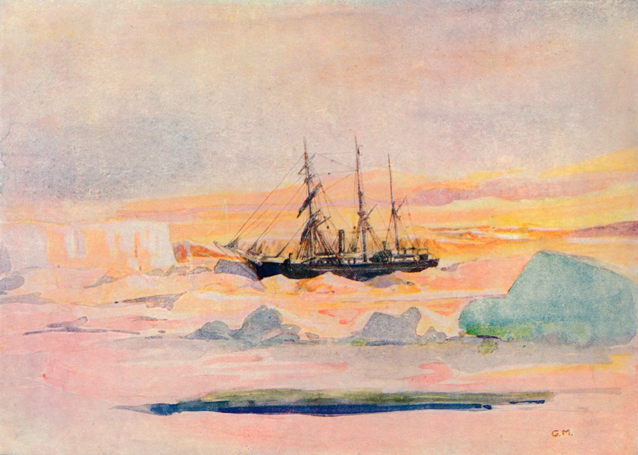 Navio Shackletons, o Nimrod, em McMurdo Sound, 1909, 1912 de George Marston