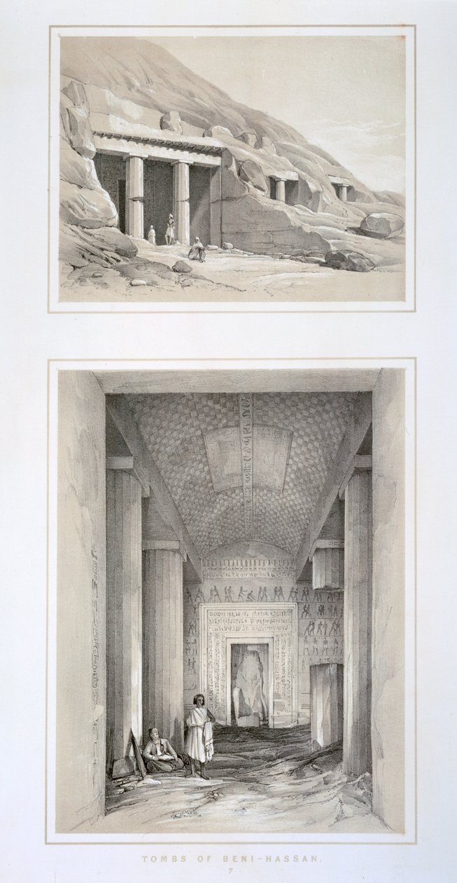 Túmulos de Beni-Hassan, Egito, século XIX de George Moore