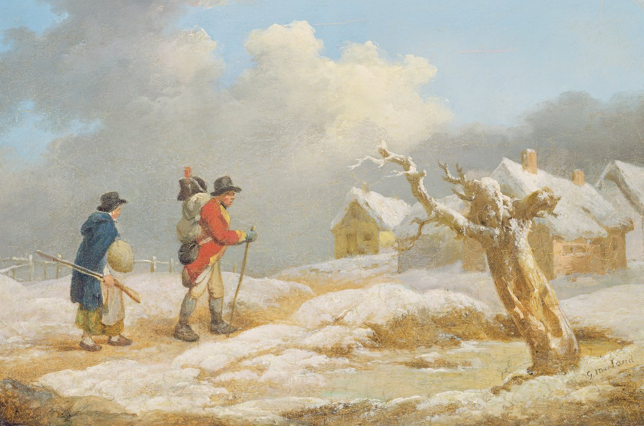 Retorno de um soldado (óleo no painel) de George Morland