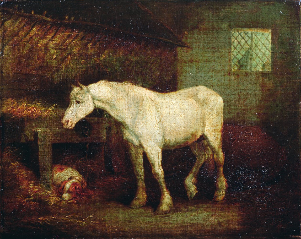 Uma Velha Égua Cinzenta num Manger de George Morland
