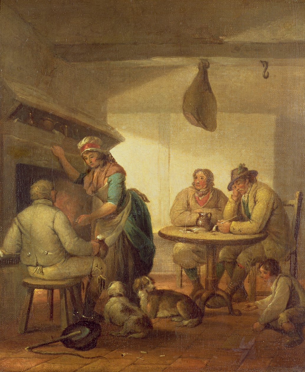 Folk do país por um incêndio da pensão, 1796 de George Morland