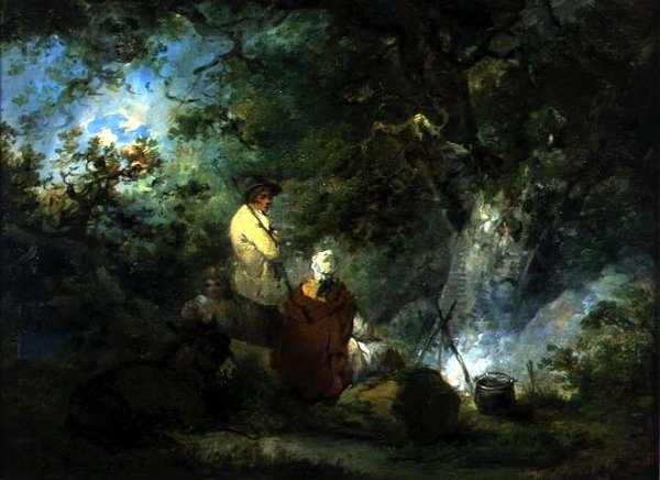 Ciganos ao pé de uma fogueira de George Morland
